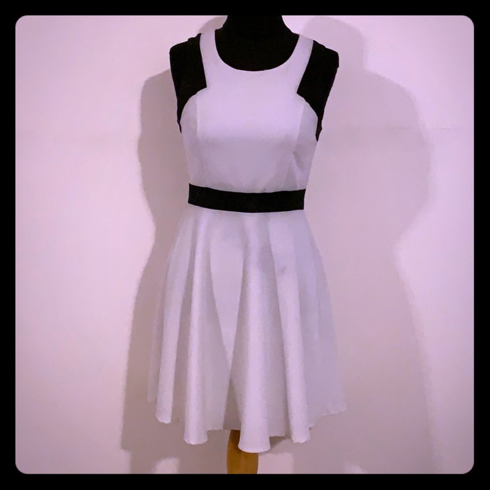 Monteau Black/White Sleeveless Skater Dress